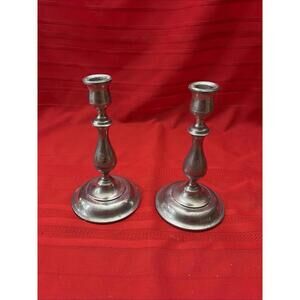 (2) Kirk Stieff Pewter Colonial Style Candlestick Holders